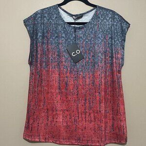 C.O.Z.Y. Blue and Red blouse, Medium, NWT